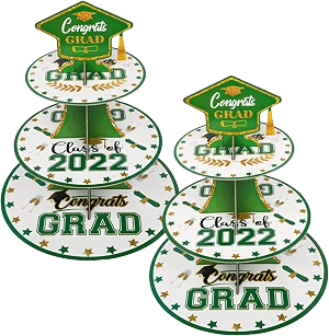 2-Set Class of 2022 Green White Gold 3-Tiered